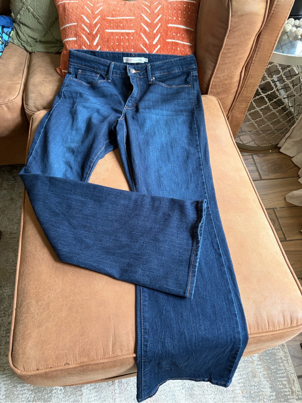 Women's Dark Wash Mid Rise Straight Leg Jeans Size 12